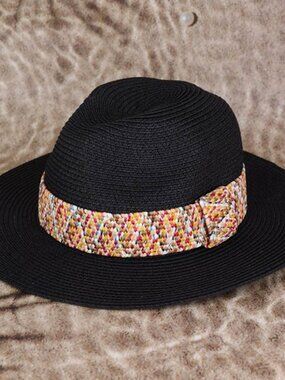 Black Multi Color Band Fedora Hat